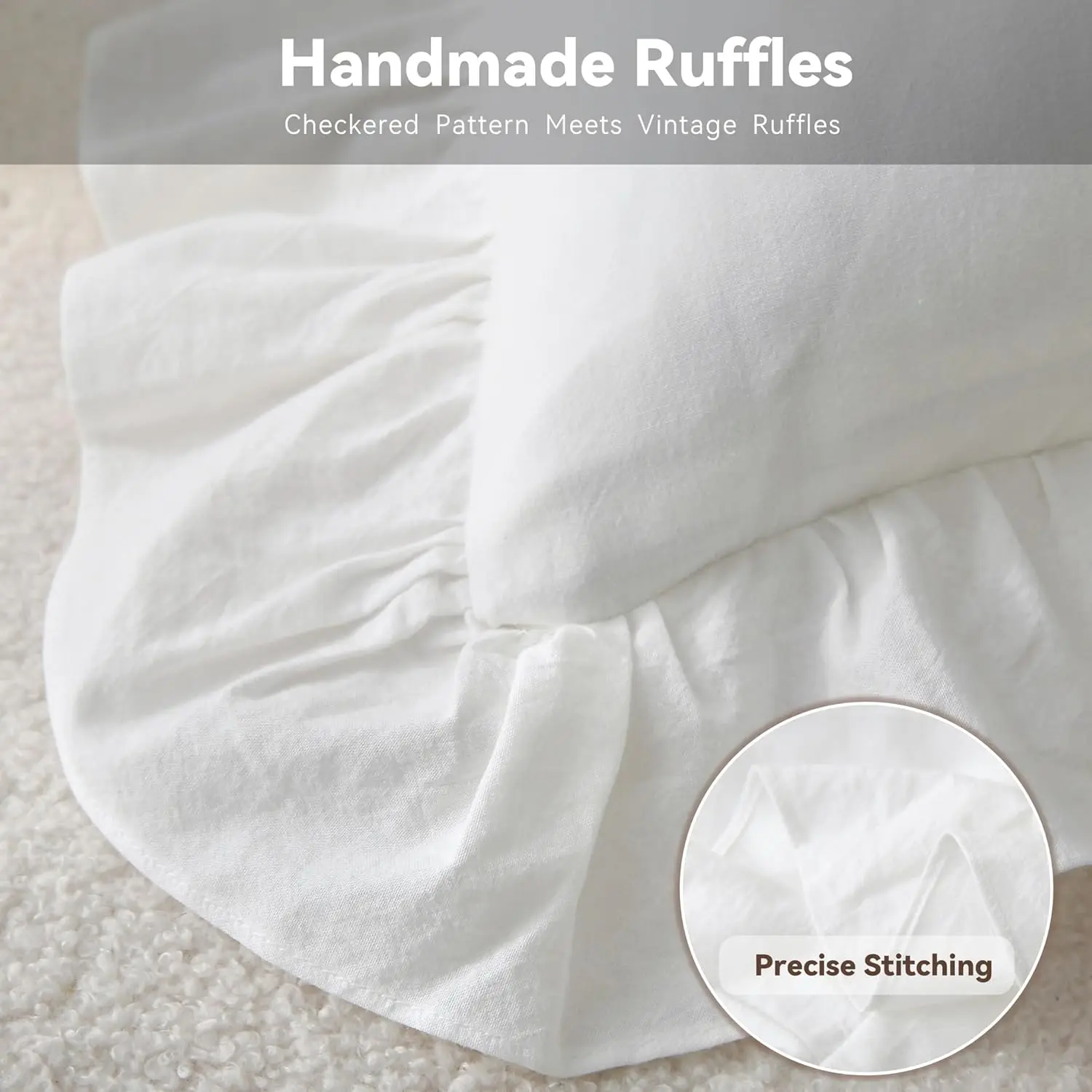 Set of 2 Soft Cotton Ruffle Decor Pillow Covers