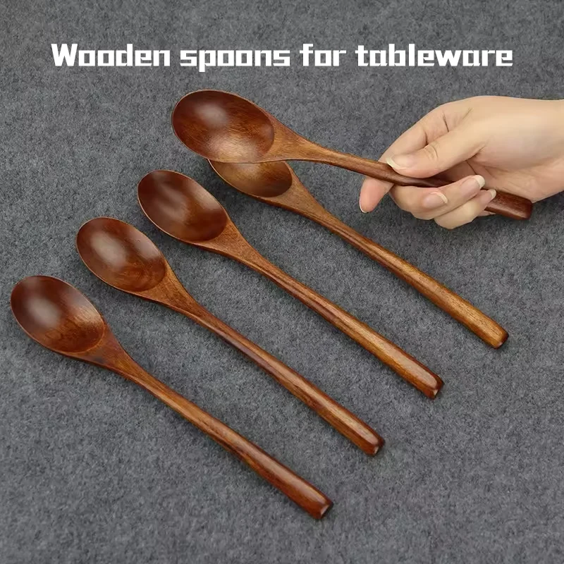 Wooden Cooking Spoon 6Pcs Kitchen Utensils Wooden Cutlery Phoebe Zhenan Wood Spoon Dinner Dessert Soup Serving Spoons