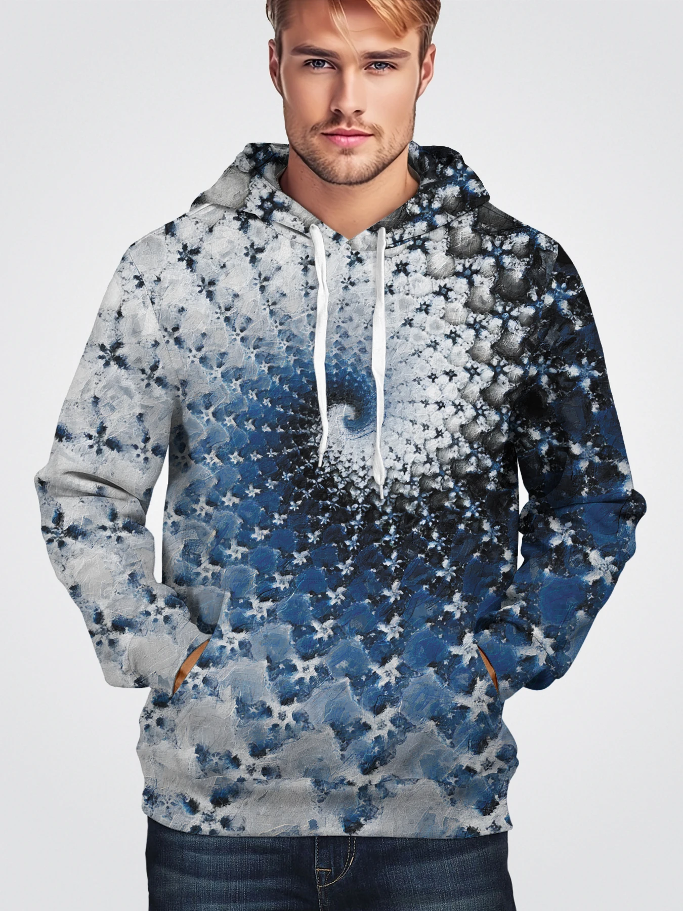 Description Picture 3 of itemPopular Spiral Shapes Abstraction Clothing Spring And Autumn Men's Long Sleeve Pullover Tops 3D Printed Hand-painted Hoodie