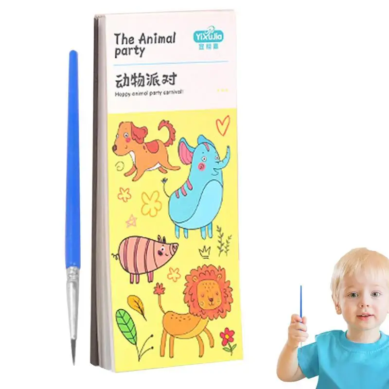 

Pocket Watercolor Book Portable Montessori Water Drawing Book Early Education Drawing Paper With Different Cartoon Scenes
