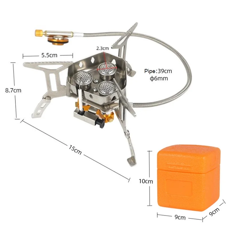 New Arrival Outdoor Portable Three Head Stove Camping Windproof Stove Camping Picnic Burner Outdoor Foldable Gas Stove