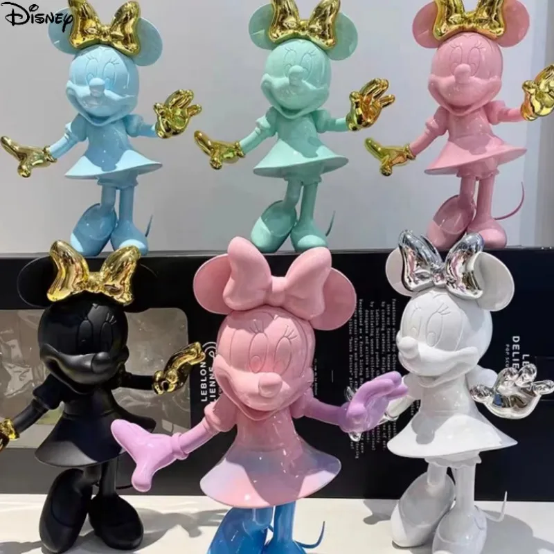 

31 см Disney кавайная статуя Минни Маус подвижная мультяшная фигурка Микки из смолы скульптура магазин украшения для дома модные украшения