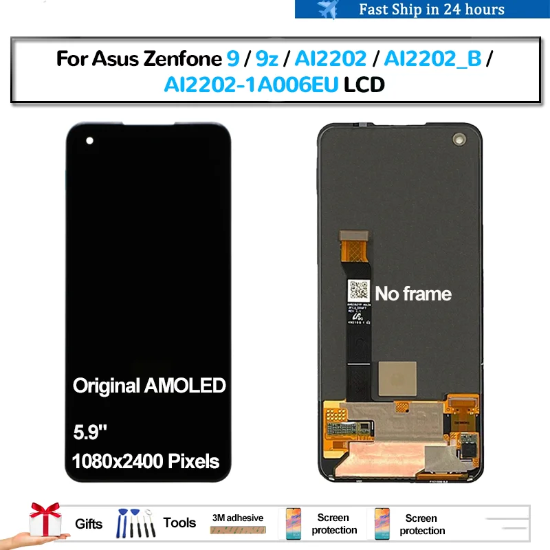 Оригинальный AMOLED ЖК-дисплей для Asus Zenfone 9 AI2202 AI2202_B AI2202-1A006EU 9z Pantalla Сенсорная панель экран дигитайзер в сборе