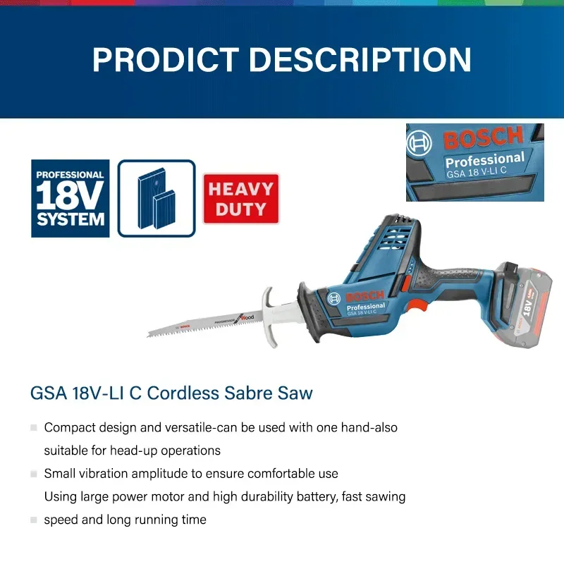 BOSCH GSA 18V-LI Compact Reciprocating Saw Bare Tool 18V Lithium