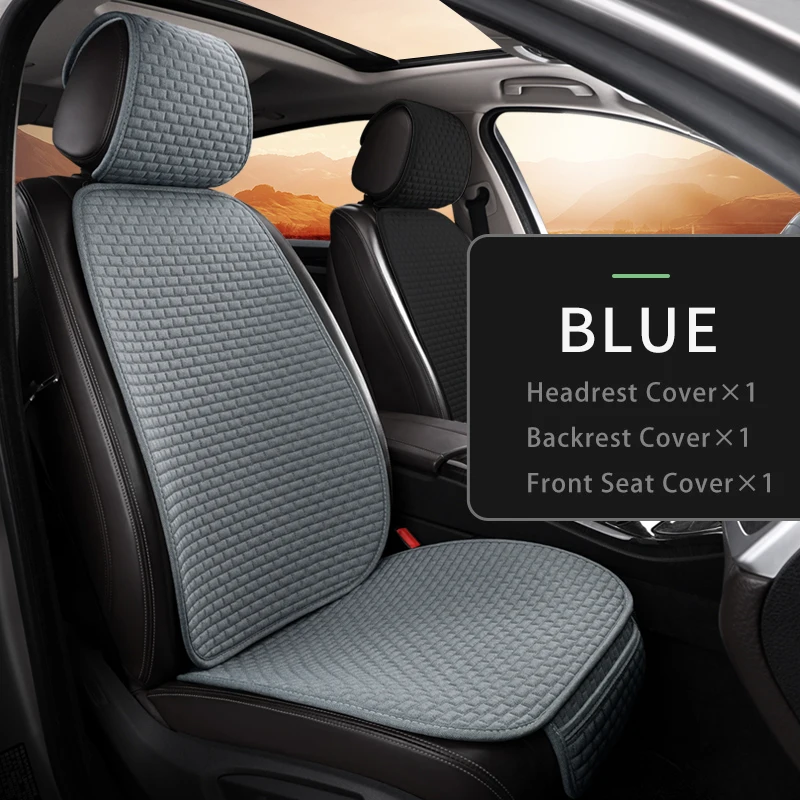Karcle Cotton Linen Breathable Car Seat Protector - 4 Seasons Anti-Sweat Rear Seat Cover Kit