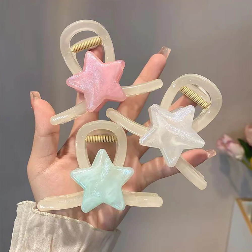 

Sweet Transparent Star Hair Claw Lovely Shark Clip Hair Accessories for Women Elegant Hairpin Fashion Jewelry Headwear Headdress