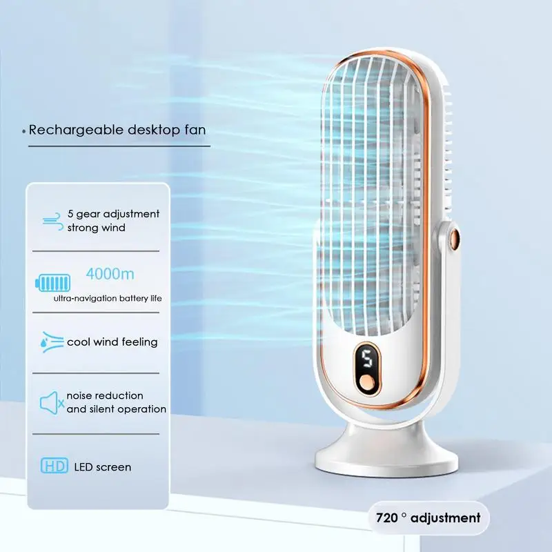 Desktop Tower Cooling Fan 5 Wind Speeds Air Cooling Tower Fans Bedroom Cooling Fan USB Rechargeable Small Fan For Bedroom