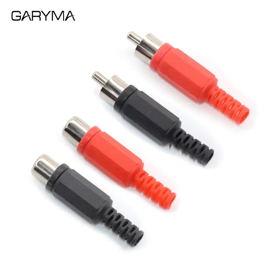 10pcs Nero &amp; Rosso Saldatura Rca Maschio Audio Video Spina Adattatore