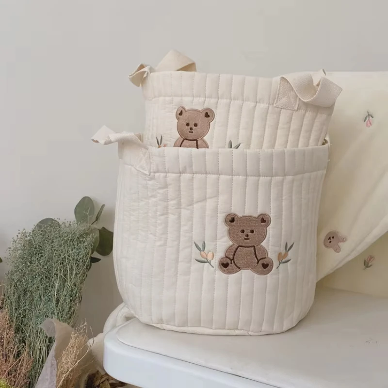 Borsa portaoggetti per giocattoli Borse per bambini Borsa per pannolini con ricamo orso Caddy Carrello per pannolini Borsa per mummia Borsa per maternità per pannolini neonati Giocattoli - immagine 5