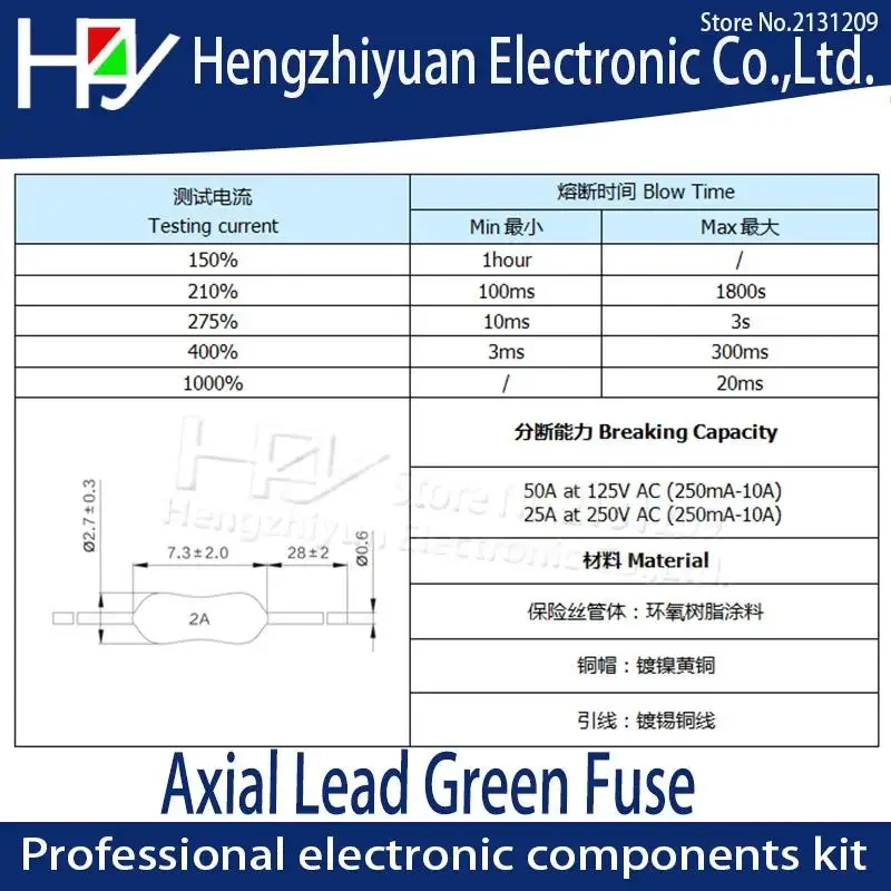 Axial Lead Green Fuse 125/250V 0251 1/8A-15A Fast Blow PICO Resistance Fuse fast acting fuse