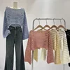 2024 Y2K Long Sleeve Crochet Knit Top Summer Beach Bikini Cover Up Crop Pullover Wool Knitwear Blouse Women Vacation Boho Outfit 2