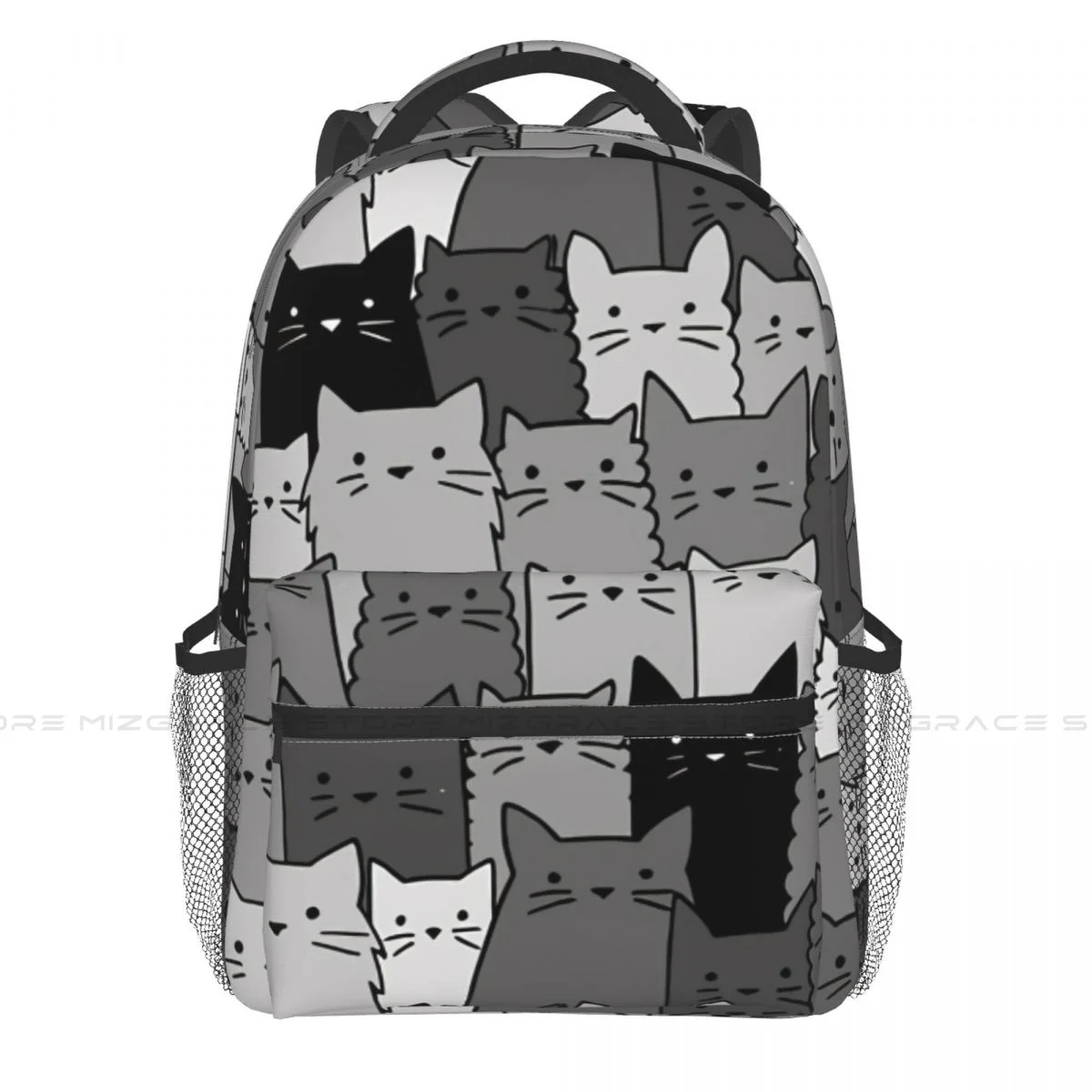 

Large Capacity Casual School Bag Silent Cats Monochromatic Travel Laptop Backpacks Multifunctional Soft Rucksack for Teenager