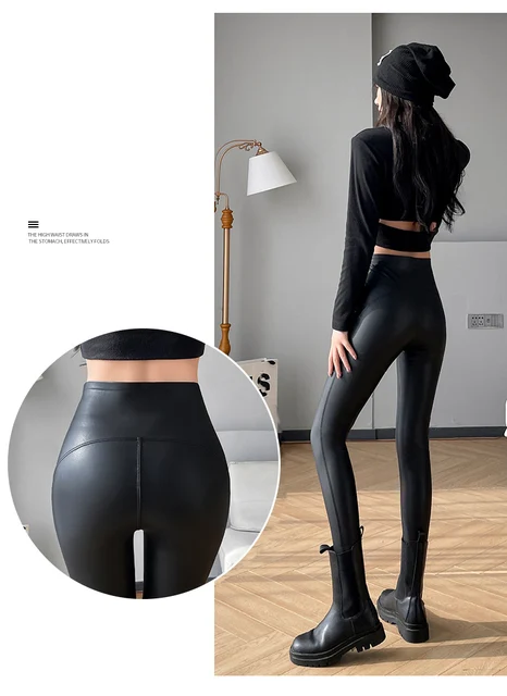 Fleece Lined Matte Faux Leather Leggings 21