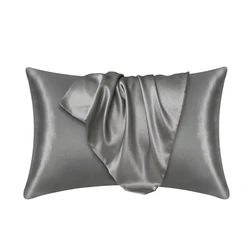 Luxurious Natural Mulberry Silk Pillowcase for Hair and Skin Protection, Customized Sizes Available (Dark Grey)