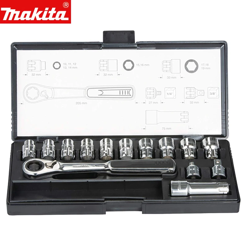 

Makita B-65595 14 Piece Pass Thru Socket Set Hand Wrench Socket Outer Hexagon