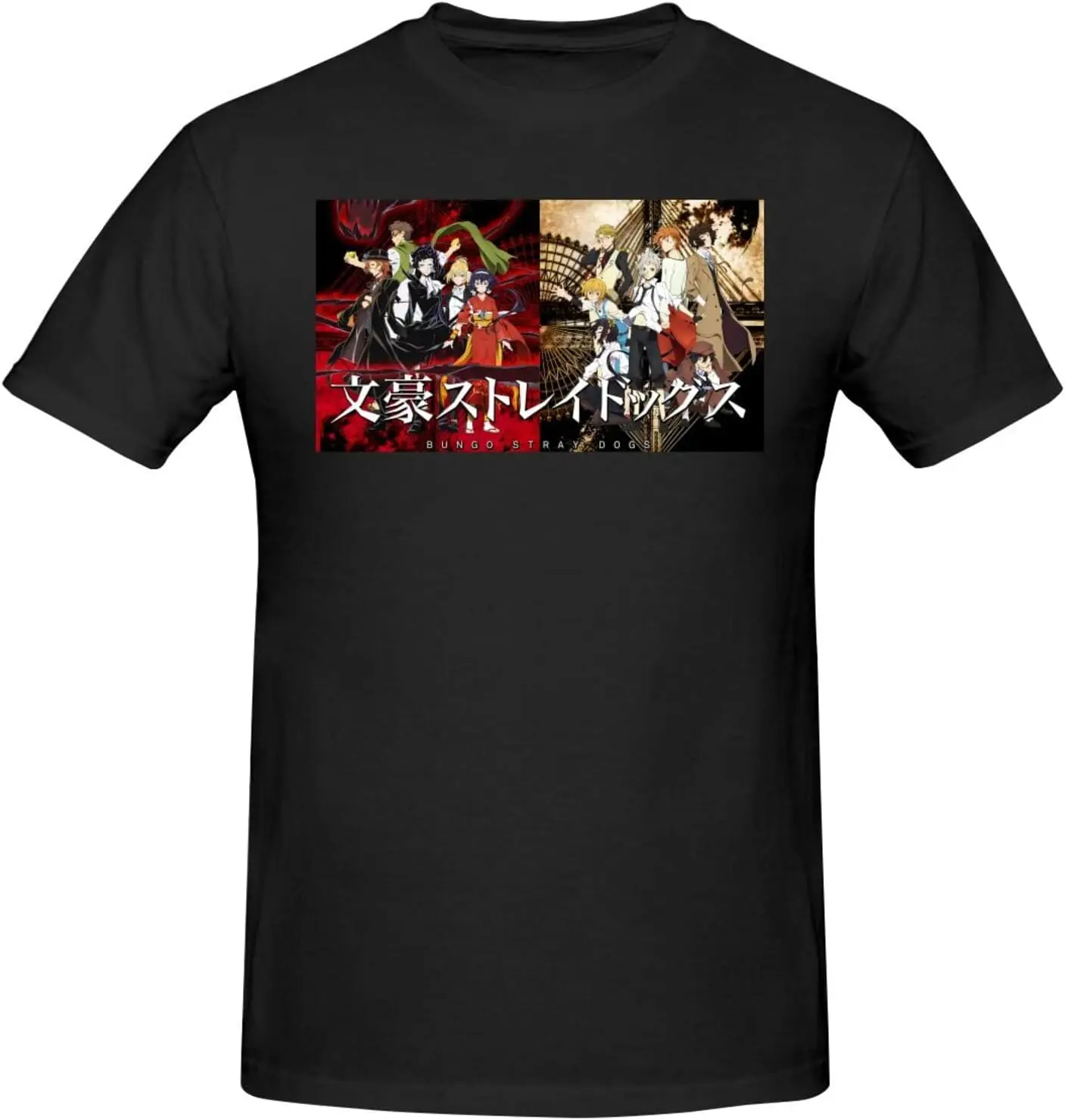 

Bungo Anime Stray Dogs Shirt Men's Fashion Personalised Crew Neck Short Sleeve T Shirt Black