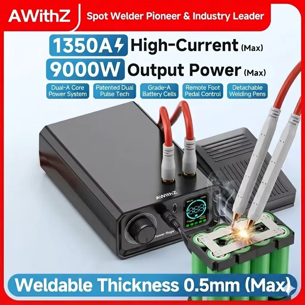 AWITHZ Spot Welder High Power Portable Pedal Welding Machine 9000W, Mini DIY Tool Nickel Strip for 18650 Lithium Battery