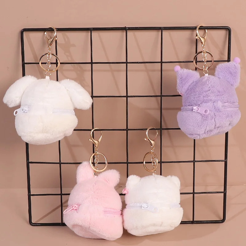 Sanrio Kuromi Cinnamoroll Wallet Hello Kitty My Melody Coin Purse Kawaii Pompom Purin Plush Bag Women Cute Girls Purse Children For Plush Coin Purse Fashion Handbag