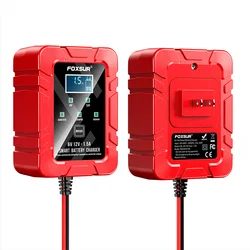 Smart Automatic Battery Charger and Maintainer for Various Battery Types (Us red)