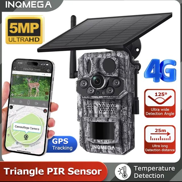 INQMEGA 5MP 4G Hunting Trail Camera Outdoor Solar Camera Outdoor Wildlife Camera Surveillance Night Vision Security CCTV Camera 1