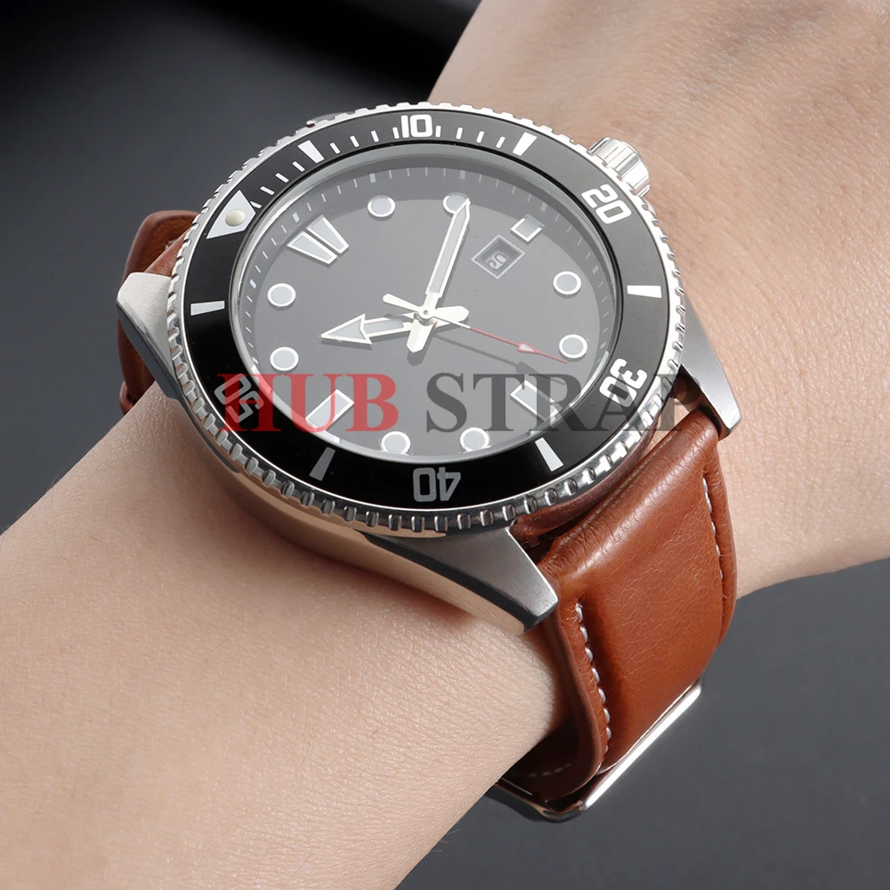 Calfskin Leather Watch Band with Silver Stainless Steel Buckle - Soft Business Wrist Strap