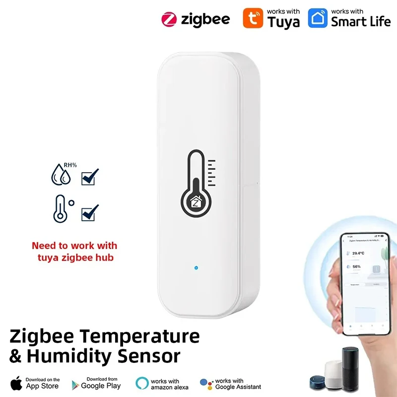 Smart Temperature Humidity Sensor Tuya Zigbee APP Remote Monitor Smart Home Var SmartLife Work With Alexa Google Home