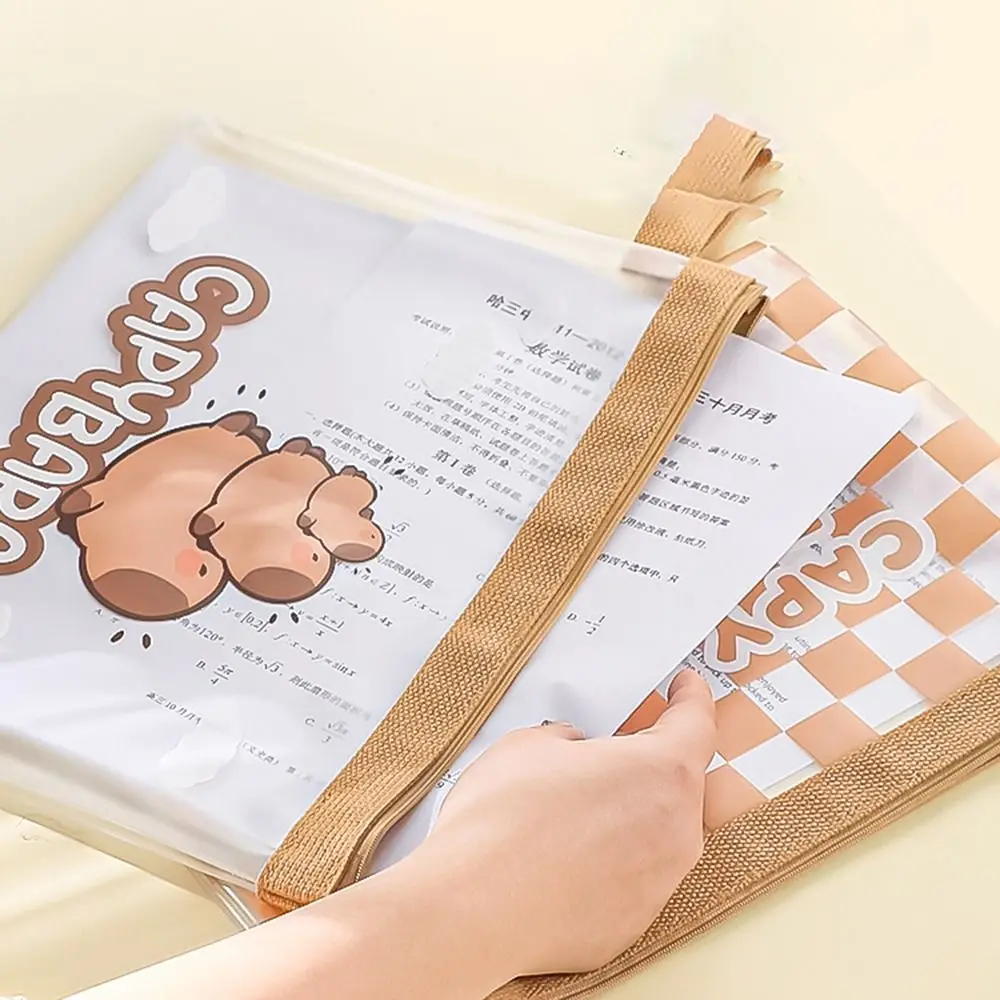 Capivara-Bolsa Impermeável, Sacos de Maquiagem Transparente, Pastas de Arquivo de Grande Capacidade, Escola e Escritório, A4, Novo