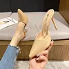 Pointed Toe High Heels Muller Slippers Women Summer Shoes Woman Fashion Metal Decoration Shallow Party Female Shoes 1