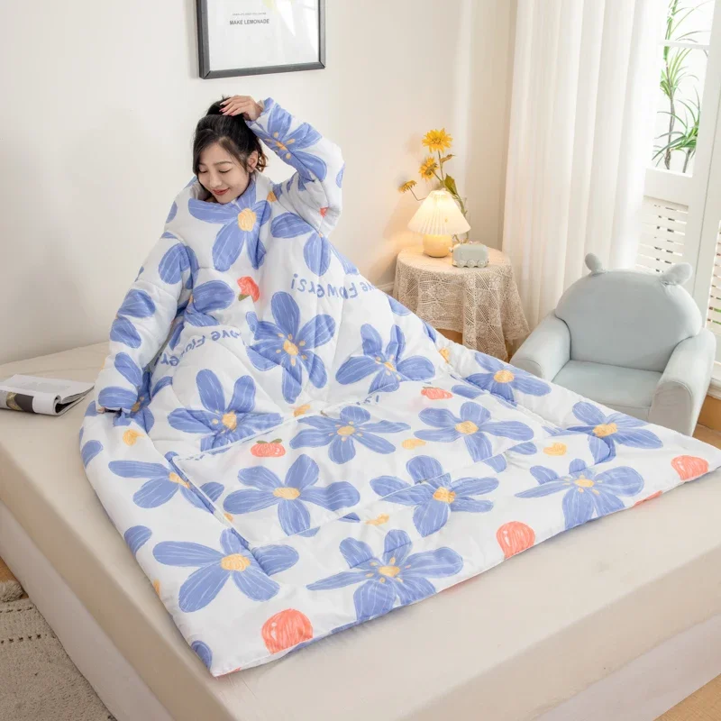 Bed comforter thickened with sleeves quilt wearable duvet floral style sofa comforter 1pc