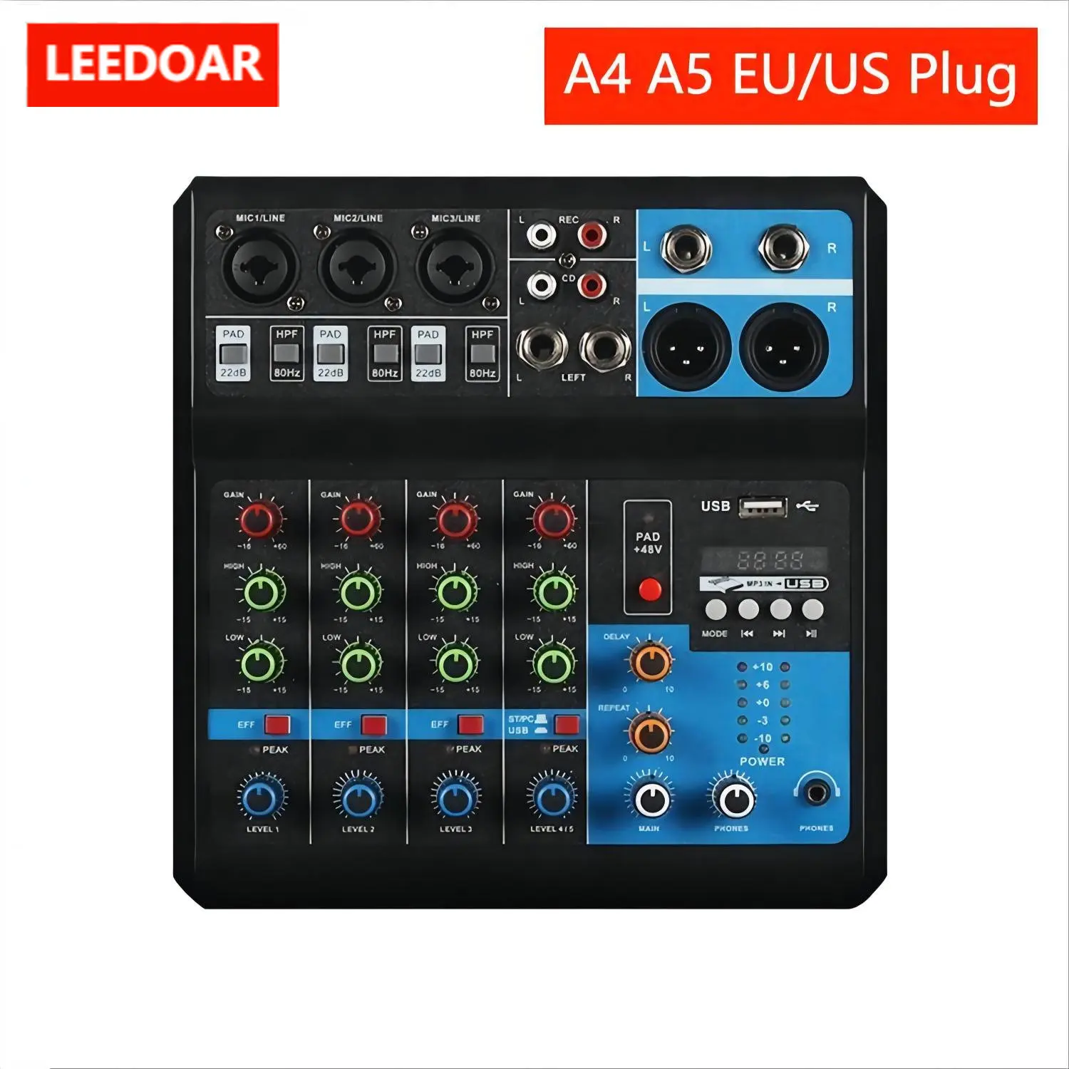 Leedoar Audio 4 Mixer Audio A 5 Canali Console Portatile Professionale Ingresso Computer 48V Power Live Broadcast A4 A5 Pk Teyun Jiy