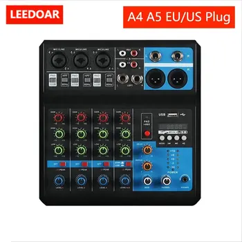 LEEDOAR-오디오 4 5 채널 사운드 믹서, 전문 휴대용 콘솔 컴퓨터 입력, 48v 전원 라이브 방송 A4 A5 PK TEYUN JIY