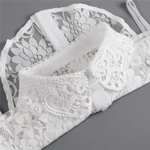 Women Lace Hollow Out Fake Collar Detachable Lapel Choker Necklace False Collar Blouses Ladies Removable Half Shirt Blouse
