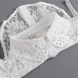 Women Lace Hollow Out Fake Collar Detachable Lapel Choker Necklace False Collar Blouses Ladies Removable Half Shirt Blouse