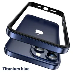 Titanium Shockproof Business Phone Case with Bare Grip Design - iPhone 15 Plus (Blue)