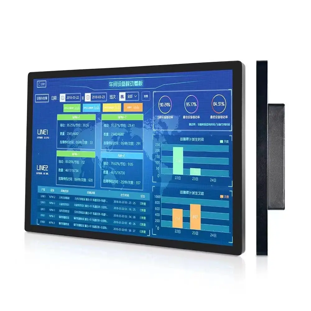 Industrial Grade Touch LCD Monitor 15.6 18.5 21.5 23.6 Inch with HDMI USB Wall-mounted Capacitive Touch Screen Monitor Display