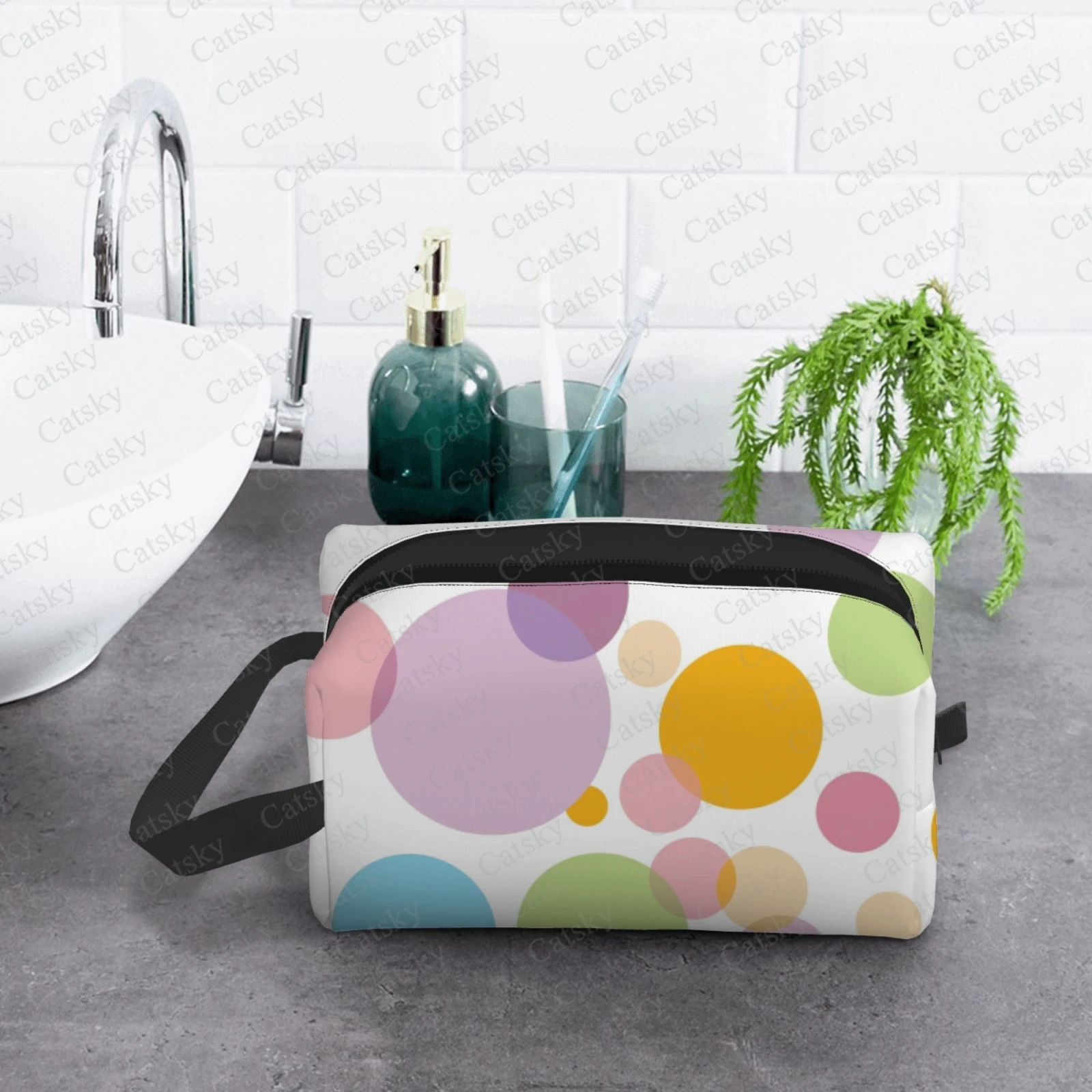 

Polka dots Cosmetic Bag Ladies Fashion Large Capacity Cosmetic Box Beauty Storage Wash Cosmetic Bag