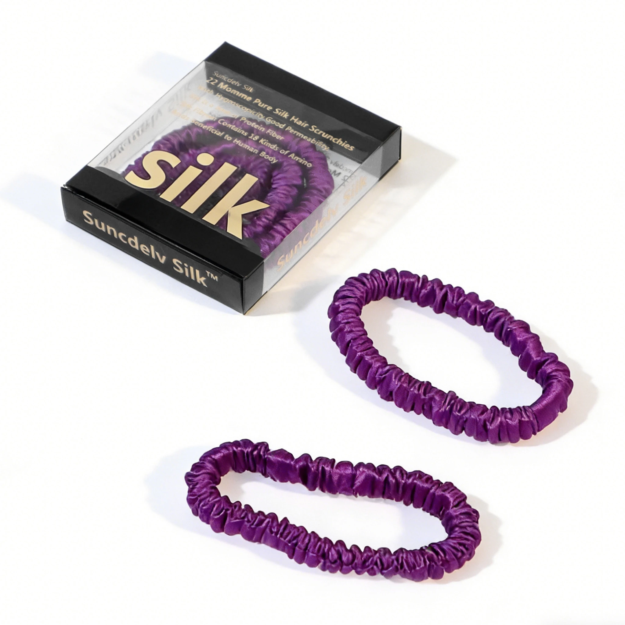 Luxurious Mulberry Silk Skinny Scrunchies Set – Anti-Crease, Gentle & Durable Hair Accessory