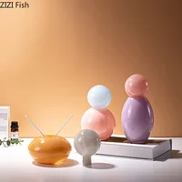 Colorful Glass Vase with Lid Desk Decoration Artificial Flower Decorative Flowers Arrangement Floral Vases Room Aesthetic Decor 2