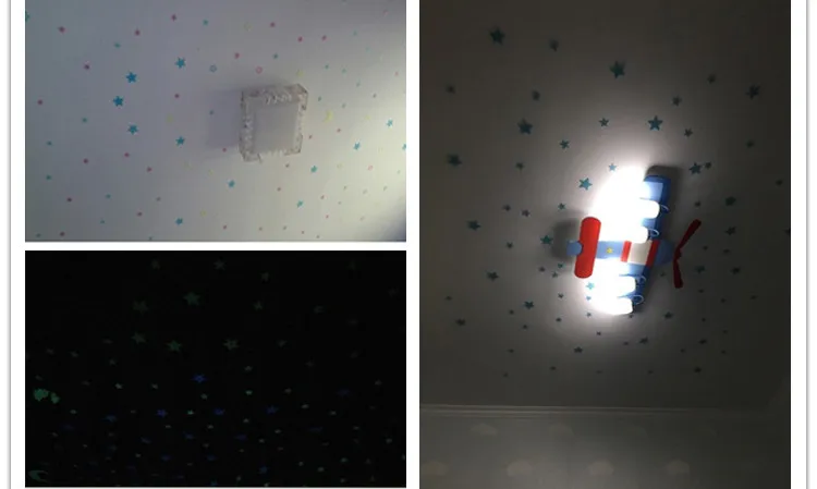 Description Picture 4 of item100pcs Night Light White 3D Stars Glow In The Dark Luminous Fluorescent Plastic Wall White Stickers Living Home Kids Room