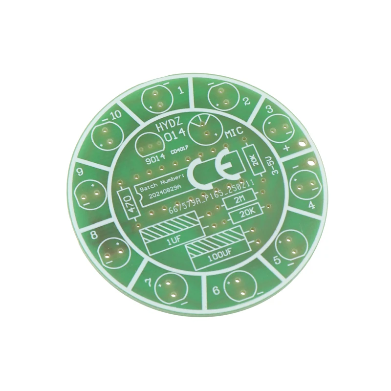 다채로운 음성 제어 회전 LED 조명 키트 CD4017 전자 제조 DIY 키트 예비 부품 학생 실험실