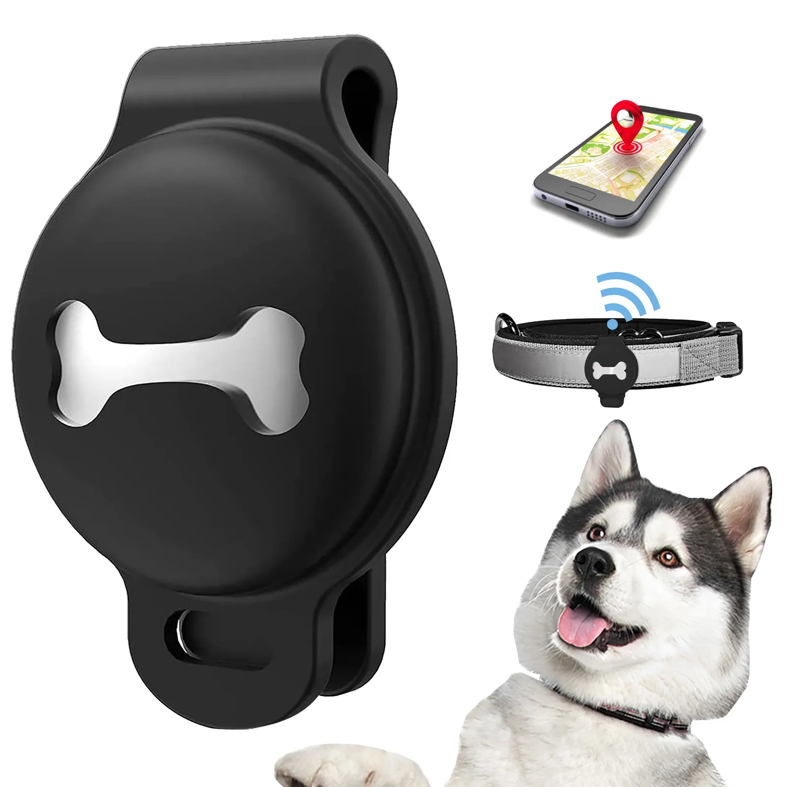 Dog Cat Collar GPS Finder Apple Airtag Case Portable Silicone Bluetooth