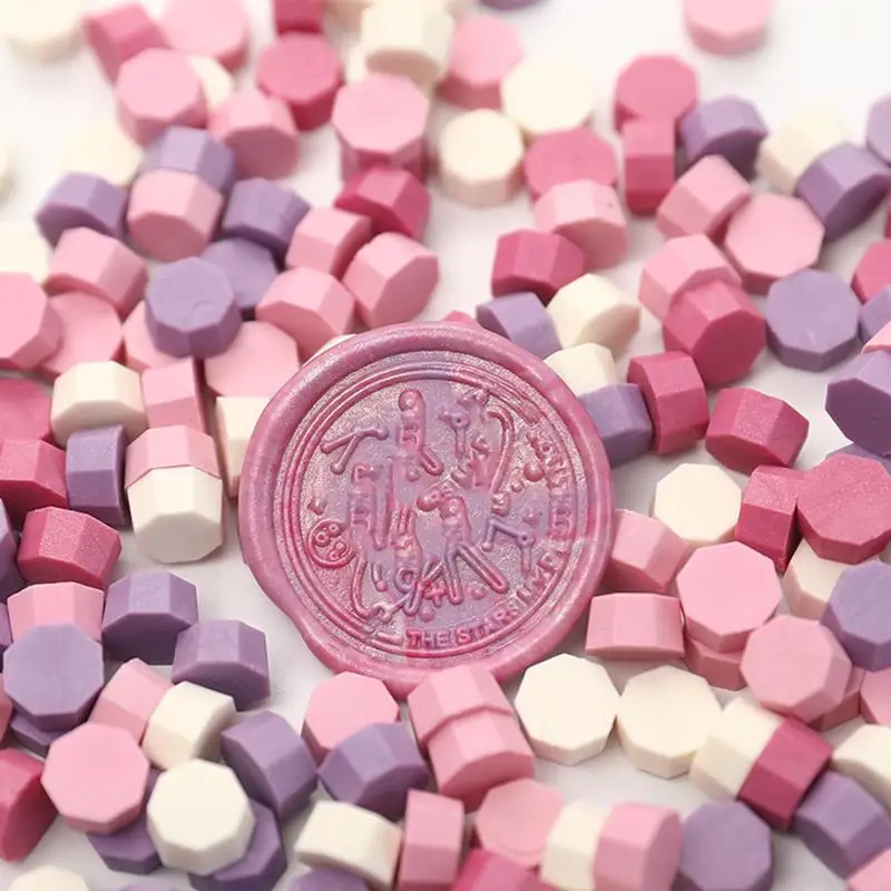50pcs/bag Fire Paint Seal Wax Beads Stamps Octagon Blending Colorful Wax Particles Envelope Wedding Invitation DIY Scrapbook