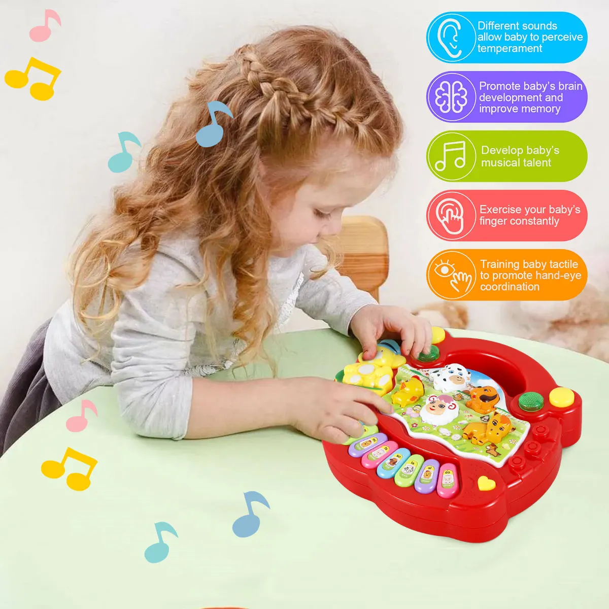 Baby Piano Toy Music Baby Toys Early Learning Educational Animal Farm Piano Keyboard Infant Toys Girl Toy