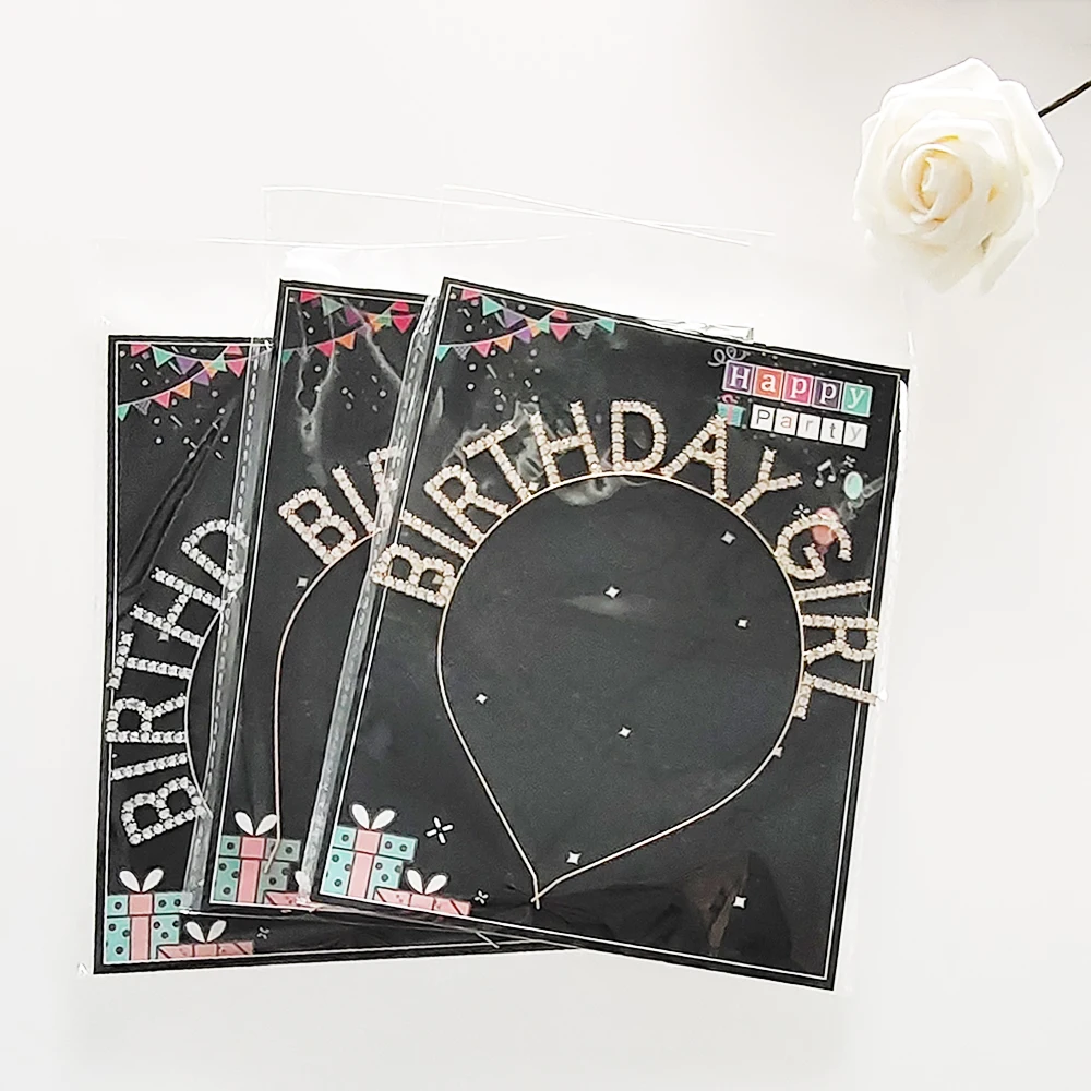 Metall Strass Haar Hoop Alles Gute zum Geburtstag Braut Brief Stirnband Geburtstag Hochzeit Party Fotografie Requisiten Kopfbedeckung Zubehör – Detail 5