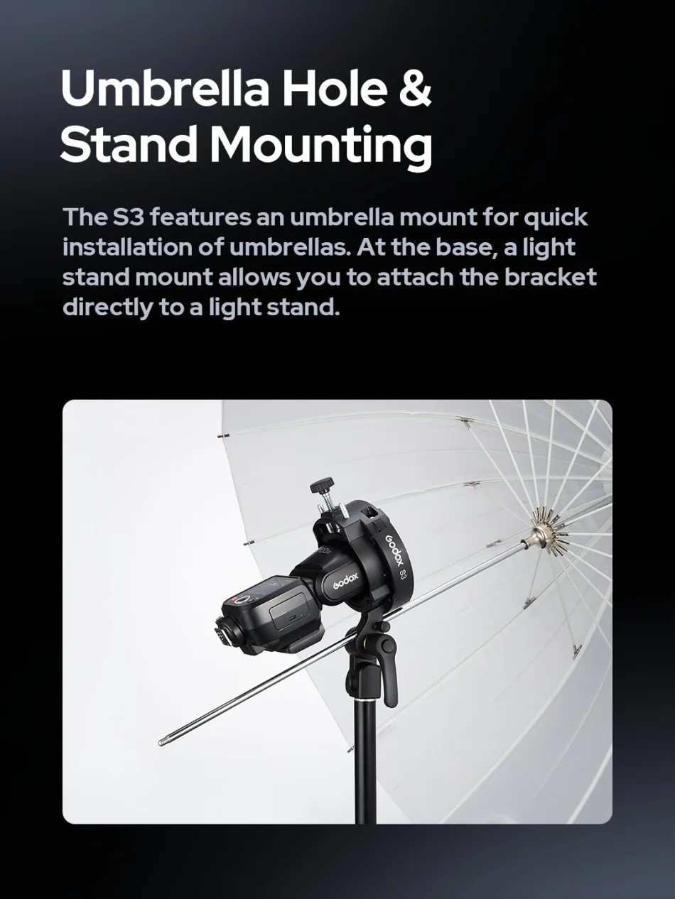 Godox S3 Bowens-Halterung Blitzhalter S-Typ Stativ Speedlite-Halterung Softbox-Adapter Universelles Zubehör – Detail 8