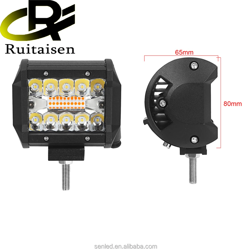 

Ruitaisen 4 inch LED Work Light Bar 60W White Yellow Strobe Flashing 6 modes headlights motorcycle barra led 4x4 off road