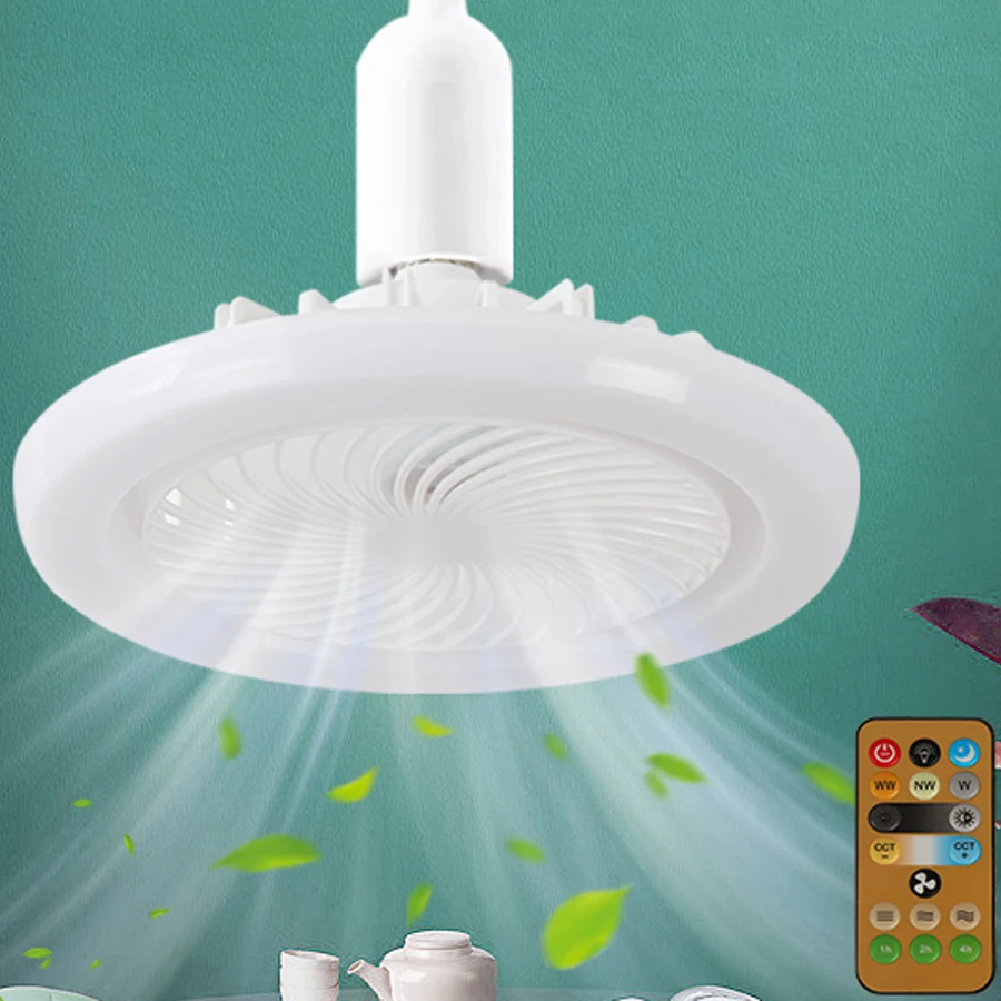 

30W Ceiling Fan with Lighting Lamp E27 Converter Base with Remote Control for Bedroom Living Home Silent 3 Speeds AC 85V-265V