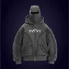Y2K Vintage Zip up Hoodie Fashion Printed Pattern Double Hat Cold Resistant Design Sweatshirt Oversized Gothic Men Women Clothes 1