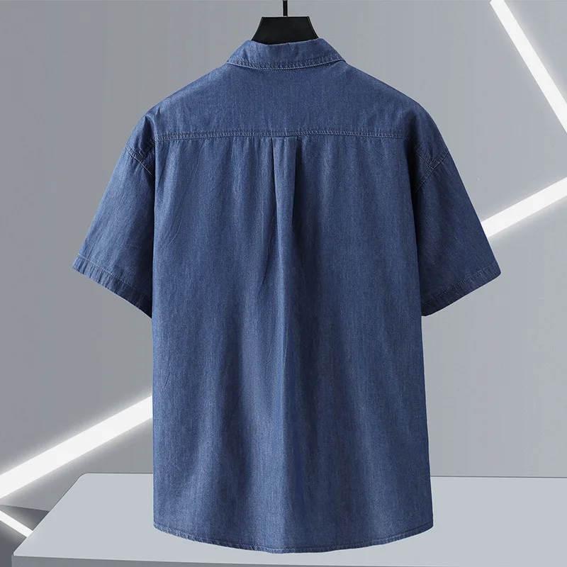 Men's Denim Cotton Short-sleeved Shirt 170kg 10xl 9XL