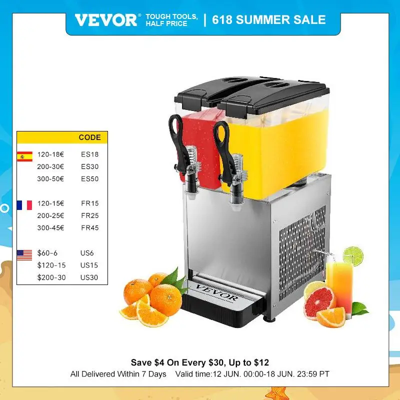 Vevor 24l 36l 48l Beverage Dispenser Cold/hot Drink Granite Machine Slushy Maker For Juice